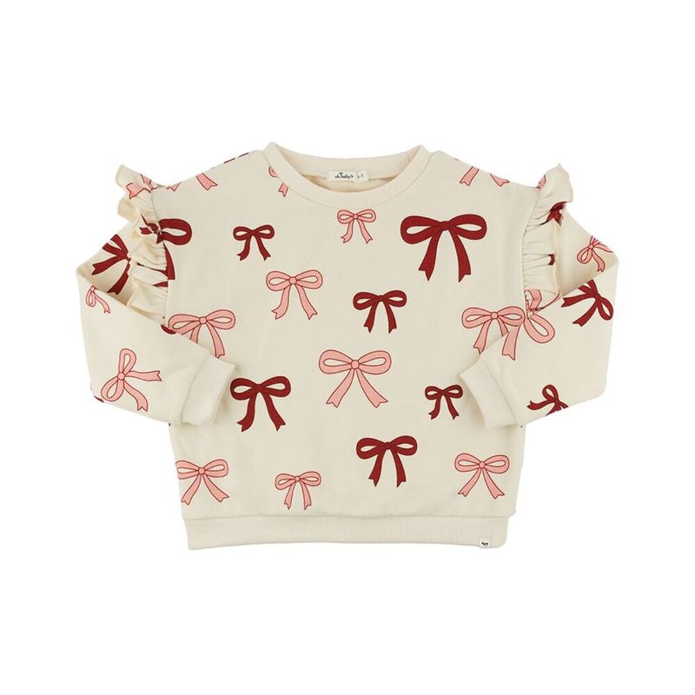 Oh Baby! Girls  Pink Cherry Bows Ruffle Slouch Sweatshirt